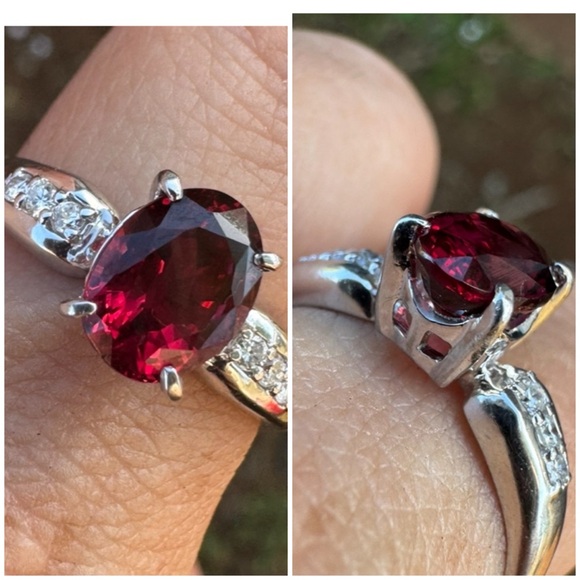 1.88.CTWv solid platinum with genuine rhodolite garnet/diamond ring-send offere - Picture 1 of 14